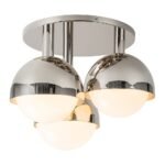 3-Light Opal Glass Globe Semi Flush Mount Light