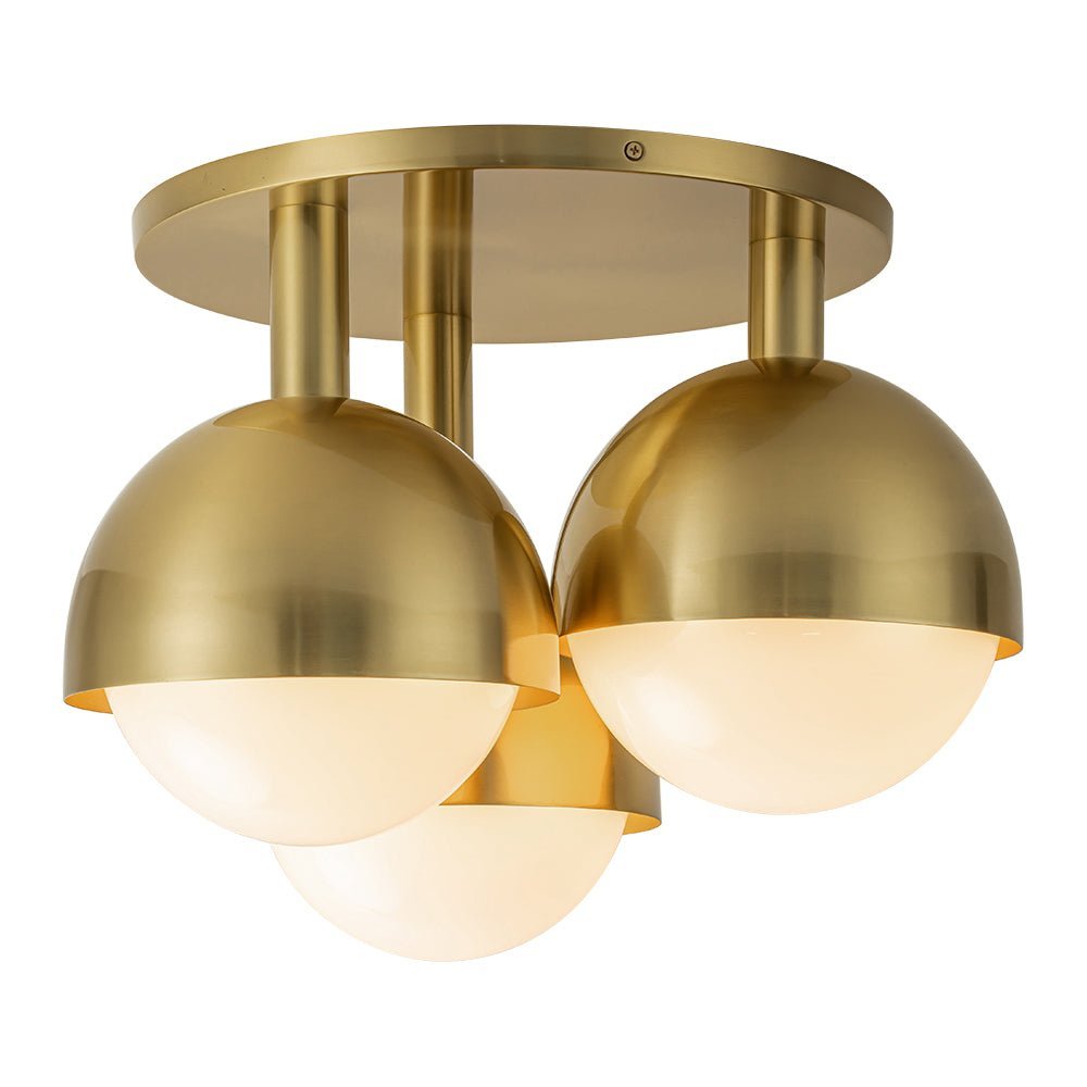 3-Light Opal Glass Globe Semi Flush Mount Light