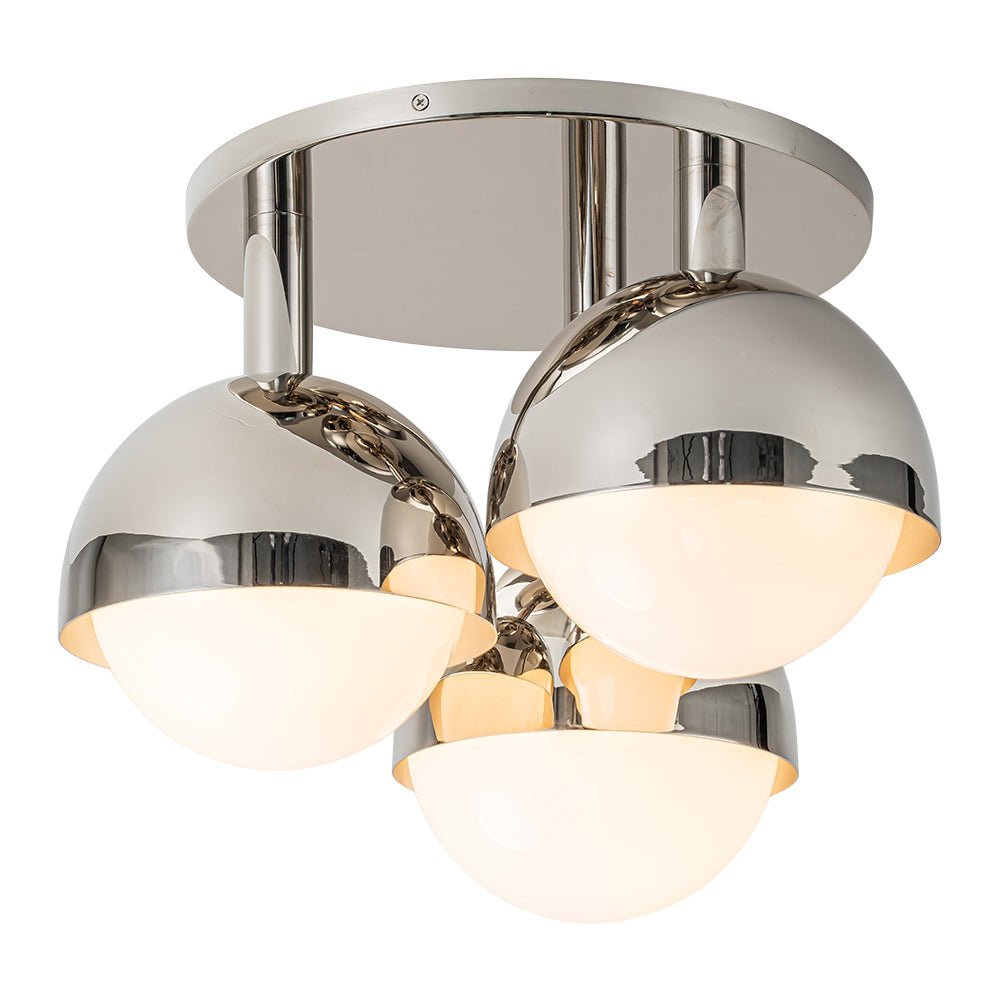 3-Light Opal Glass Globe Semi Flush Mount Light