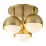 3-Light Opal Glass Globe Semi Flush Mount Light