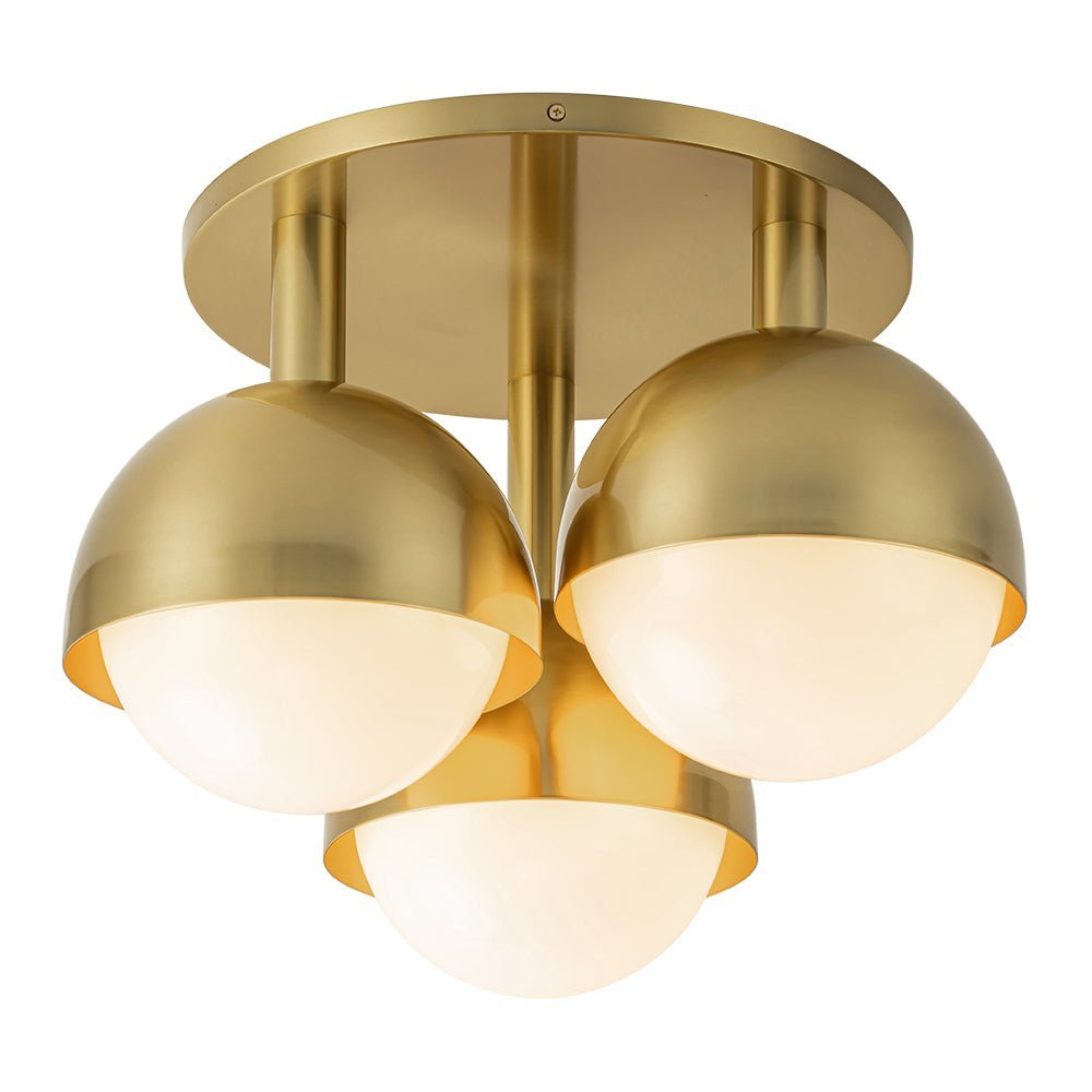 3-Light Opal Glass Globe Semi Flush Mount Light