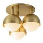 3-Light Opal Glass Globe Semi Flush Mount Light