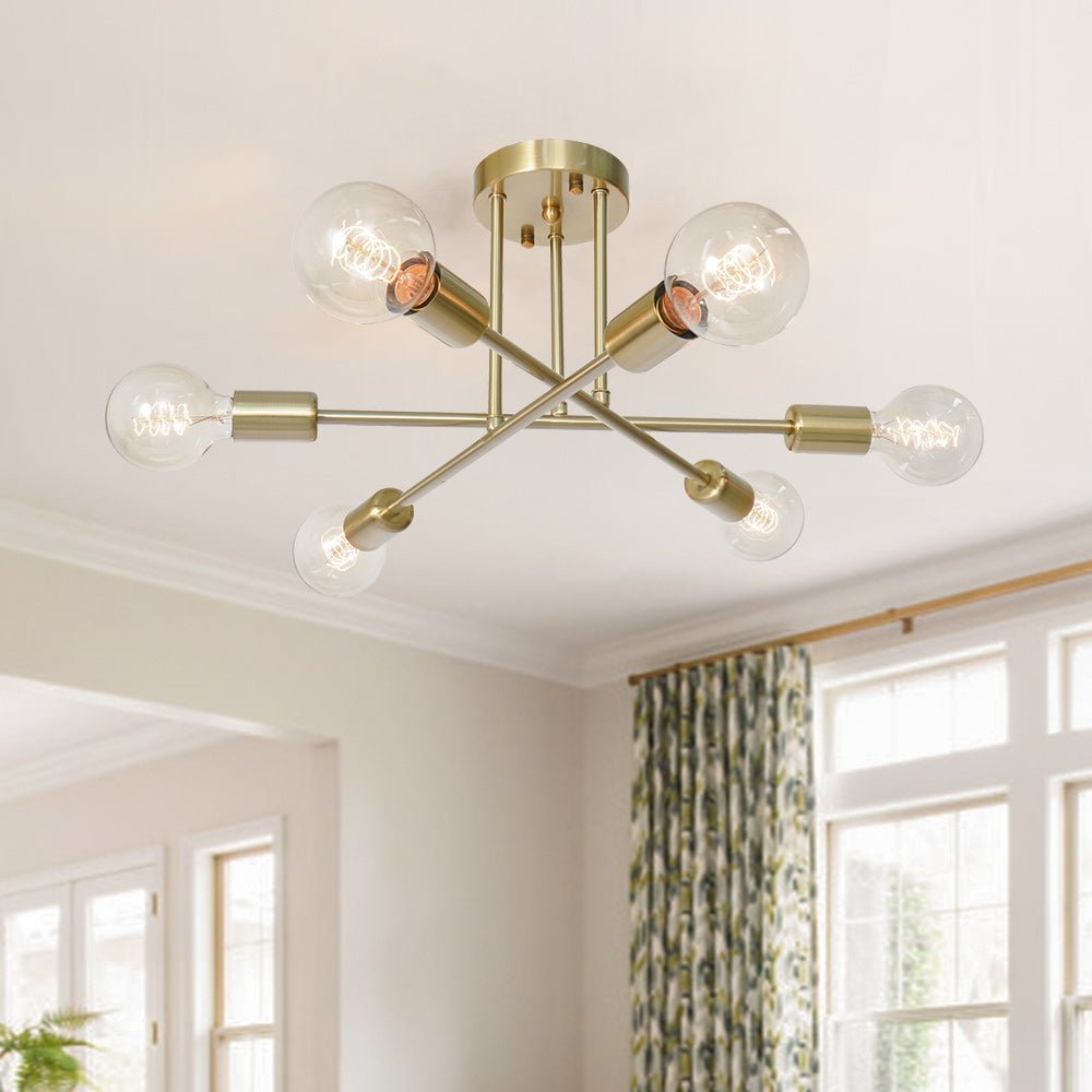 6-light Semi Flush Sputnik Light Fixture