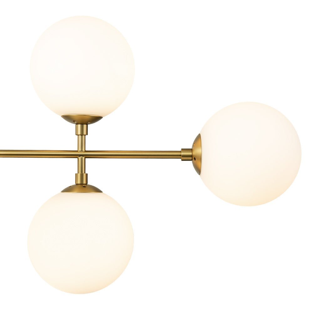 8-Light Linear Sputnik Frosted Glass Globe Chandelier