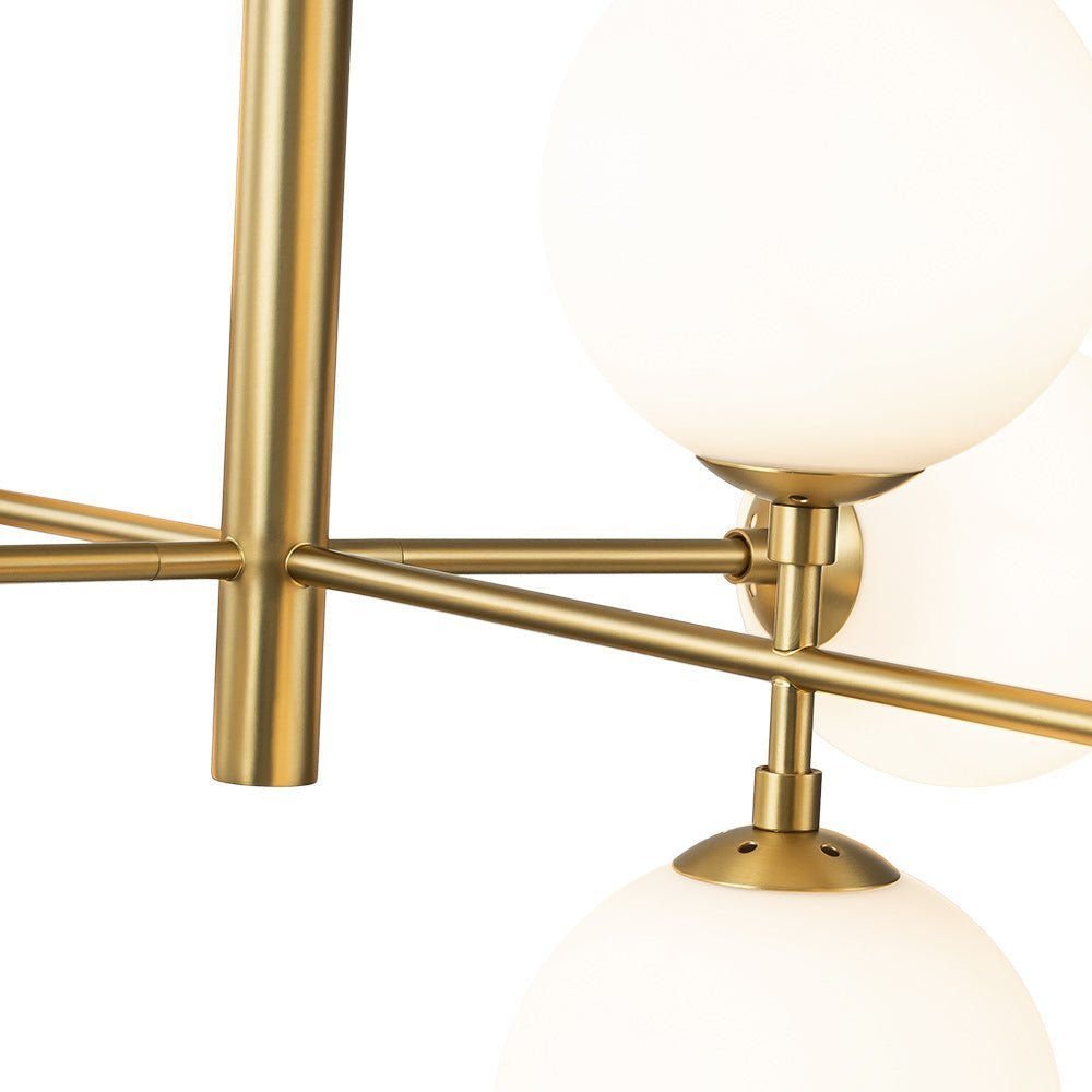 8-Light Linear Sputnik Frosted Glass Globe Chandelier