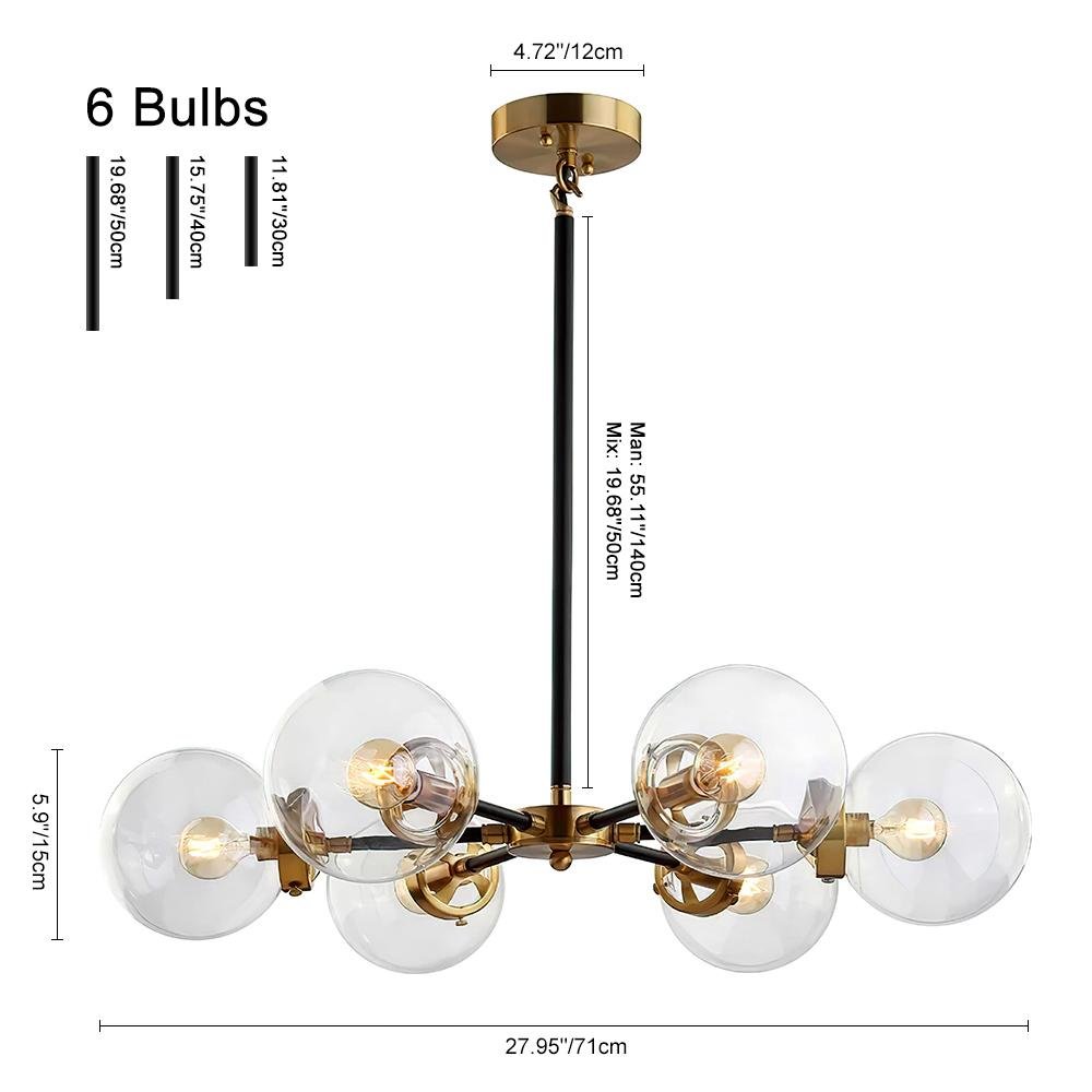 Black and Brass Mid-century Sputnik Chandelier