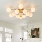 Blossom 12-Light Opal Glass Bubble Semi Flush Chandelier