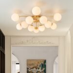 Blossom 12-Light Opal Glass Bubble Semi Flush Chandelier