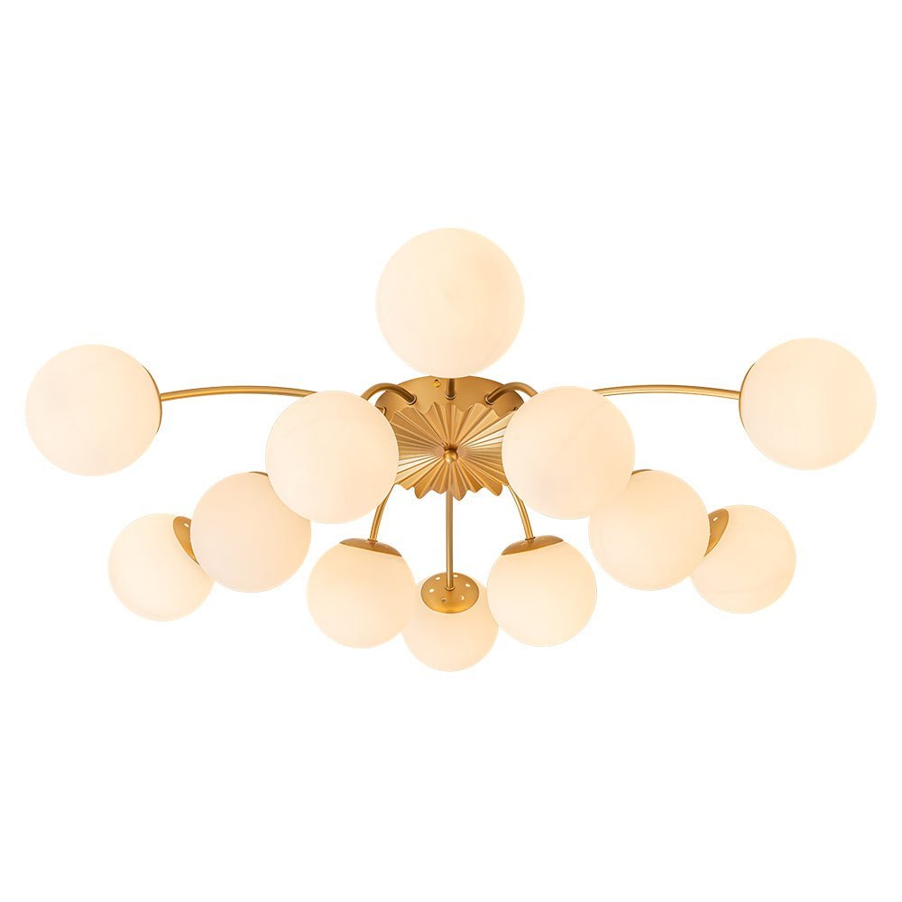 Blossom 12-Light Opal Glass Bubble Semi Flush Chandelier