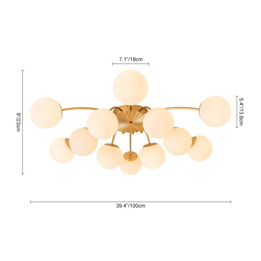 Blossom 12-Light Opal Glass Bubble Semi Flush Chandelier