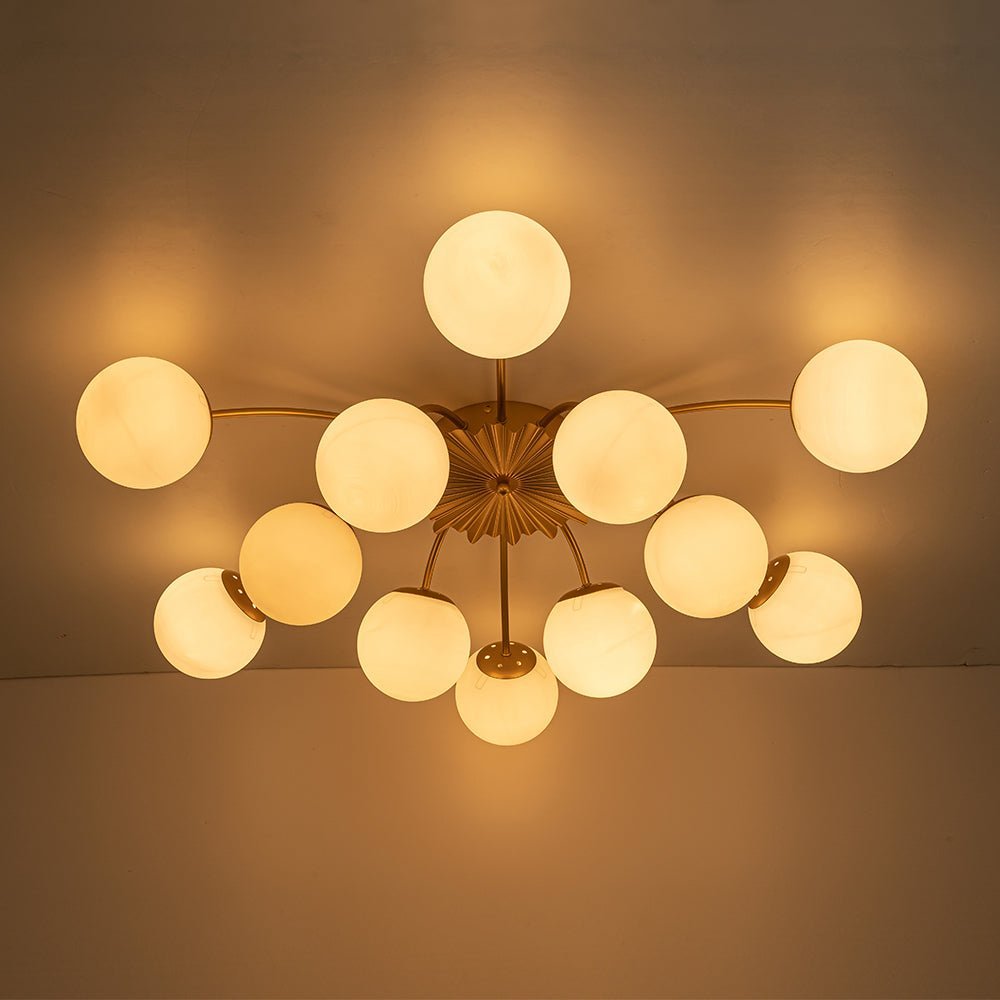 Blossom 12-Light Opal Glass Bubble Semi Flush Chandelier