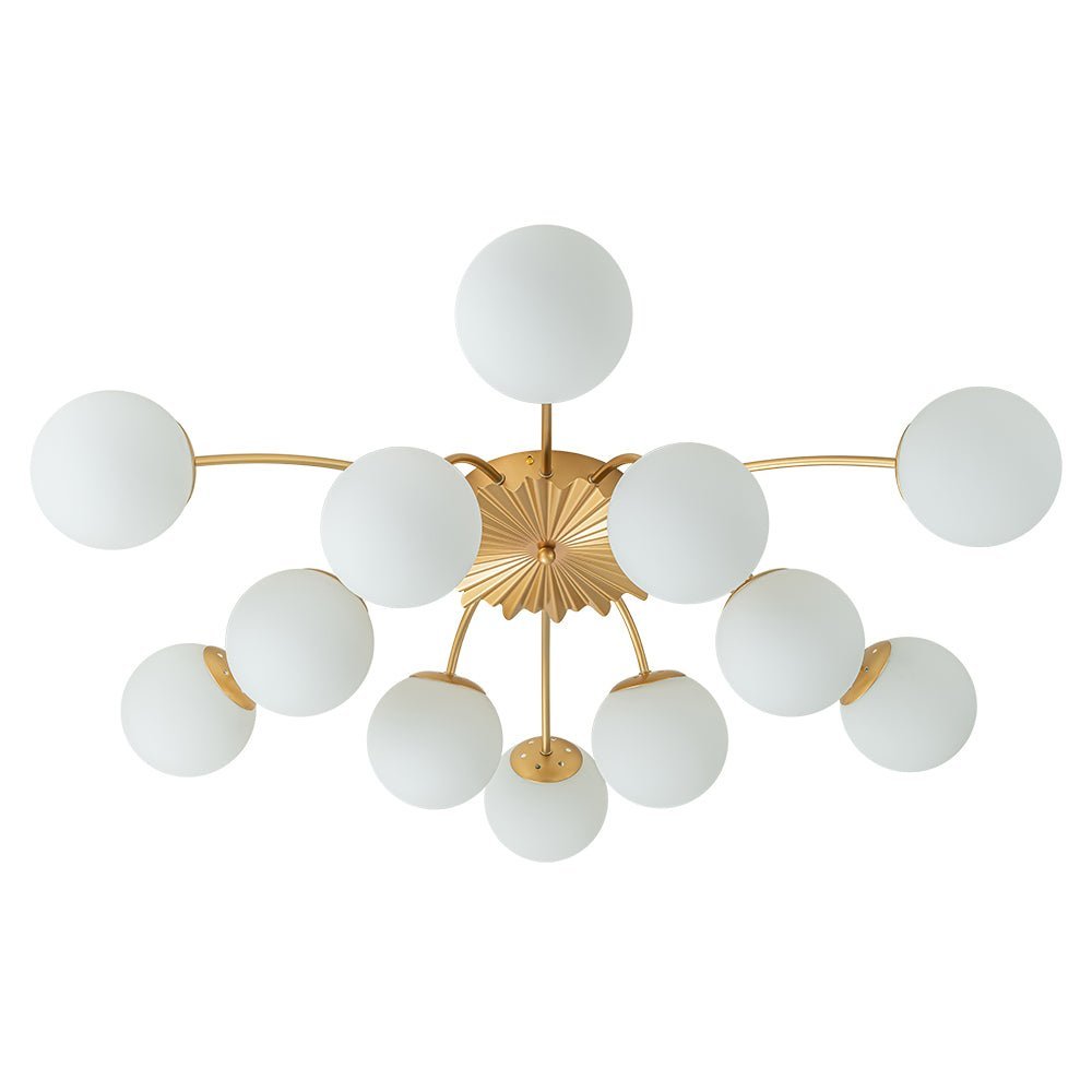 Blossom 12-Light Opal Glass Bubble Semi Flush Chandelier