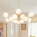 Blossom 12-Light Opal Glass Bubble Semi Flush Chandelier