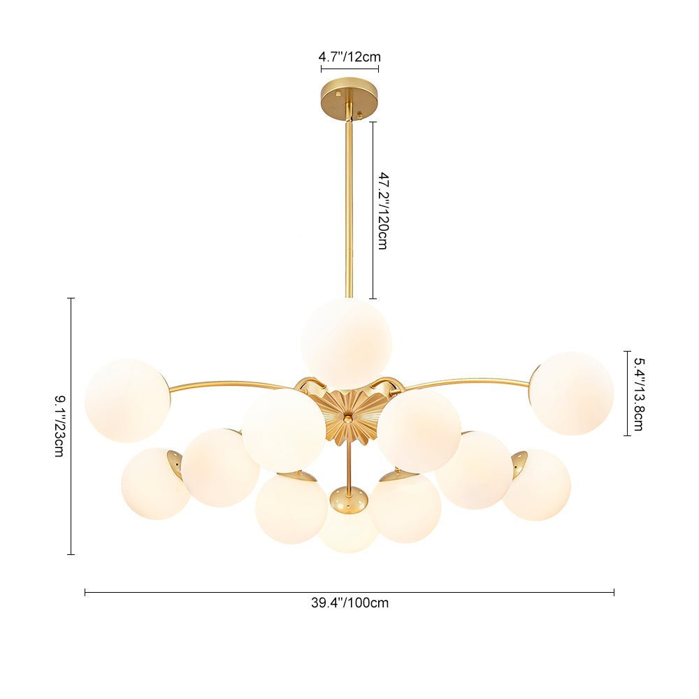 Blossom 12-Light Opal Glass Bubble Semi Flush Chandelier