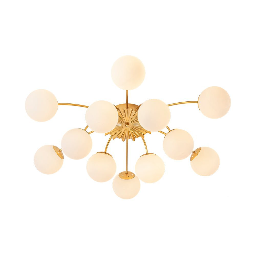 Blossom 12-Light Opal Glass Bubble Semi Flush Chandelier