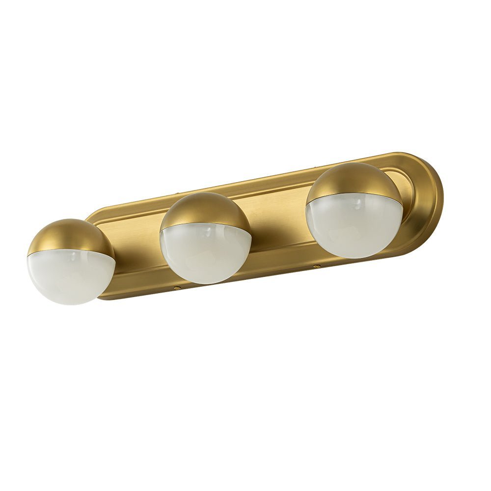 Brass 3-Light Milky Globe Dimmable LED Vanity Light