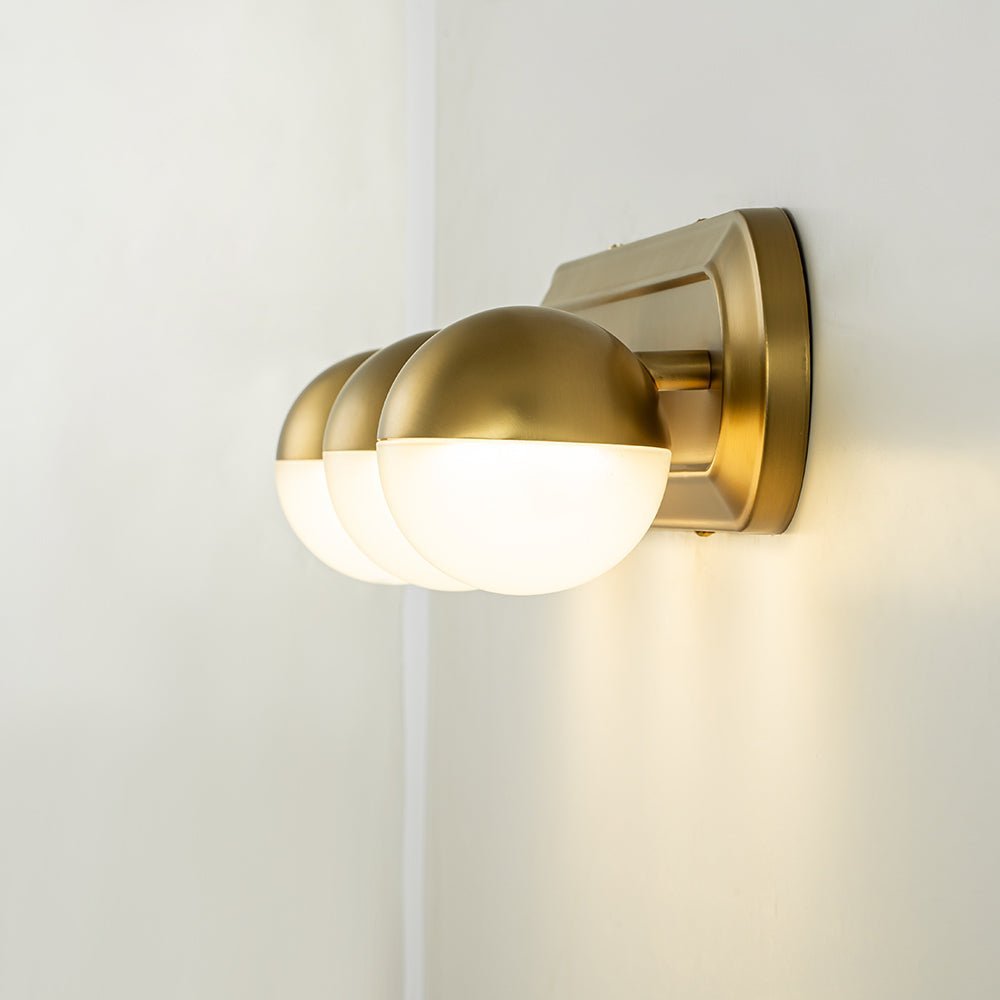 Brass 3-Light Milky Globe Dimmable LED Vanity Light