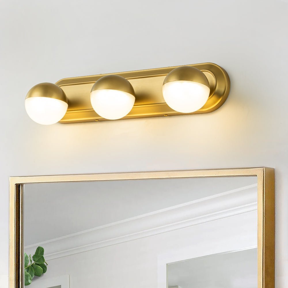 Brass 3-Light Milky Globe Dimmable LED Vanity Light