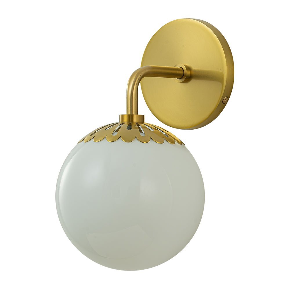 Brass Daisy 1-Light Opal Glass Globe Wall Lamp