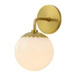 Brass Daisy 1-Light Opal Glass Globe Wall Lamp