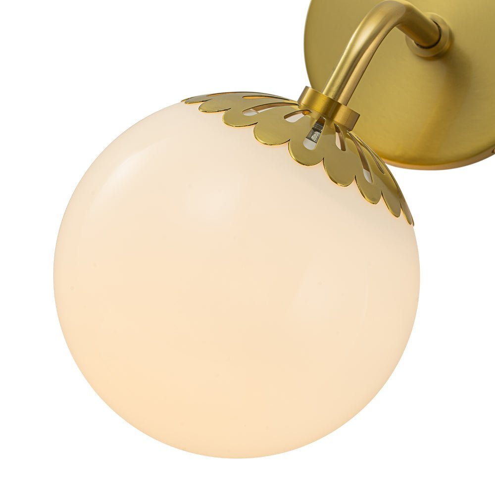 Brass Daisy 1-Light Opal Glass Globe Wall Lamp