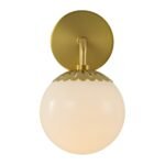 Brass Daisy 1-Light Opal Glass Globe Wall Lamp