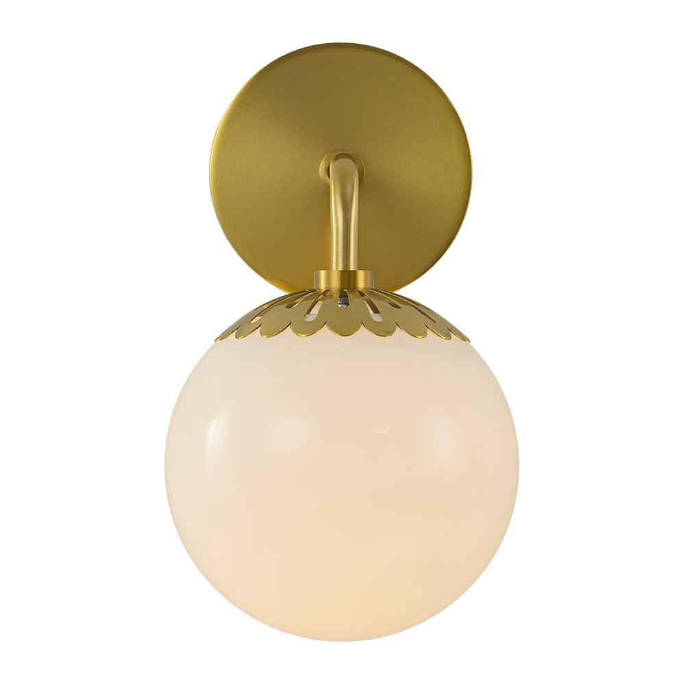 Brass Daisy 1-Light Opal Glass Globe Wall Lamp