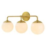 Brass Daisy 3-Light Opal Glass Globe Vanity Light