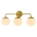 Brass Daisy 3-Light Opal Glass Globe Vanity Light