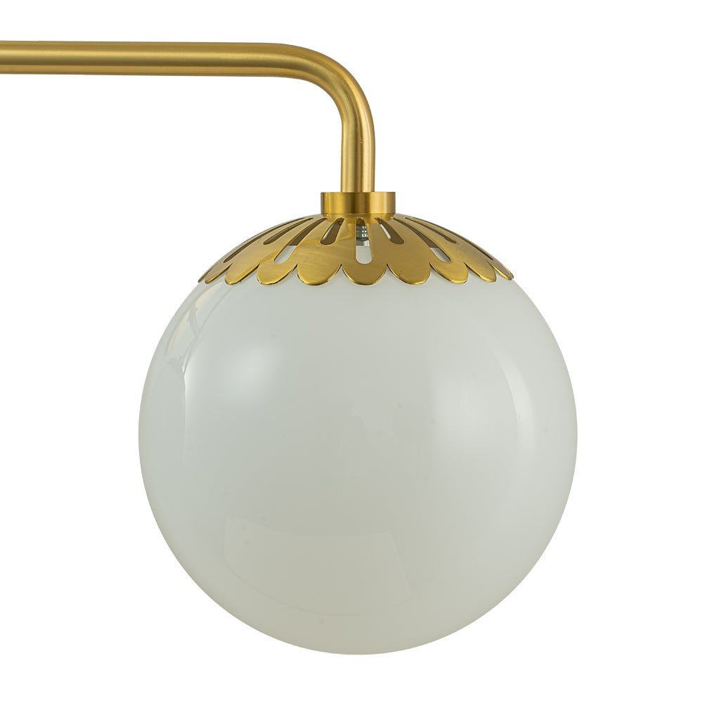 Brass Daisy 3-Light Opal Glass Globe Vanity Light