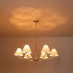 Classic French 6-Light White Linen Shade Chandelier