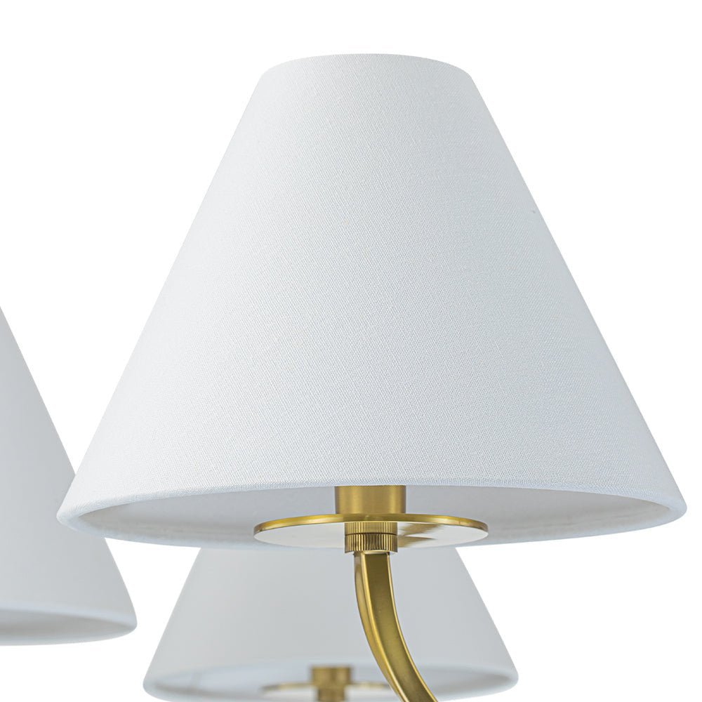 Classic French 6-Light White Linen Shade Chandelier