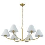 Classic French 6-Light White Linen Shade Chandelier