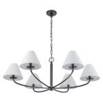 Classic French 6-Light White Linen Shade Chandelier