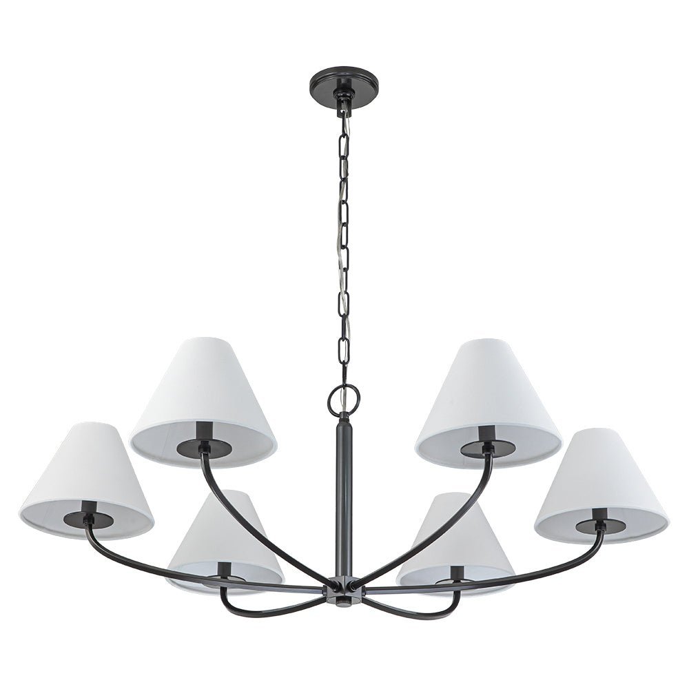 Classic French 6-Light White Linen Shade Chandelier