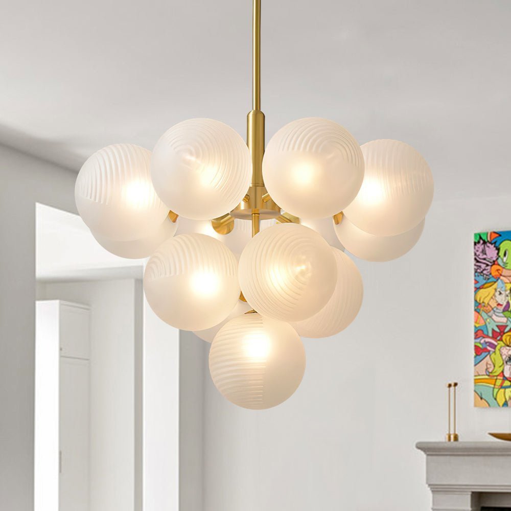 Frosted Ribbed Glass Bubble Chandelier