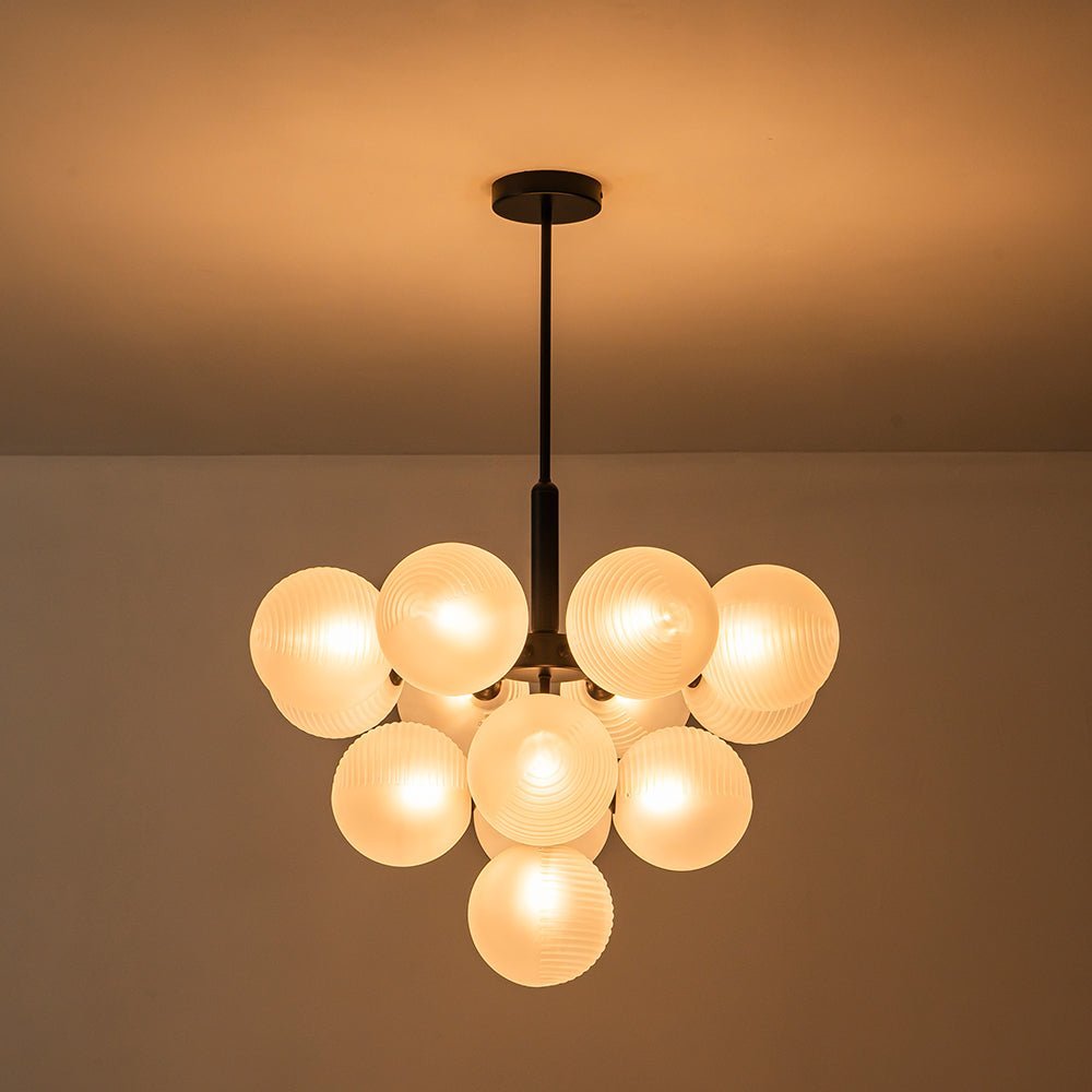 Frosted Ribbed Glass Bubble Chandelier