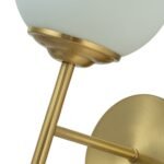 Mid-Century 1-Light Brass Frosted Glass Globe Wall Sconce