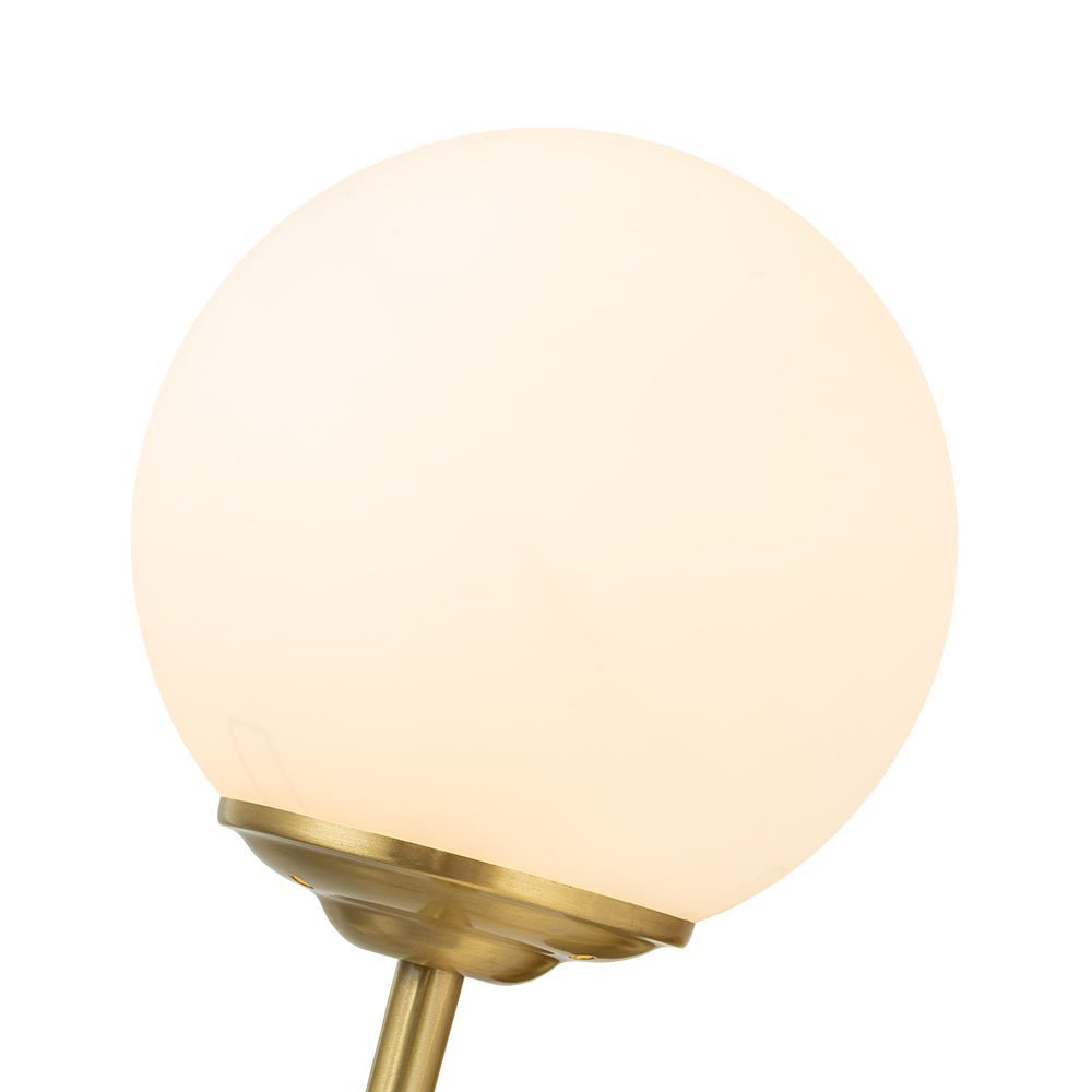 Mid-Century 1-Light Brass Frosted Glass Globe Wall Sconce