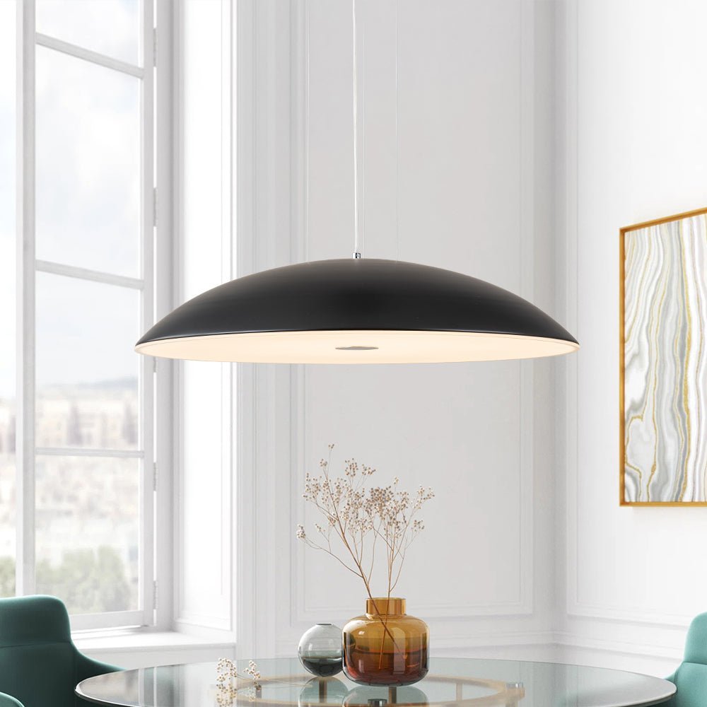 Minimalist Wide Flat Dome Dimmable LED Pendant Light