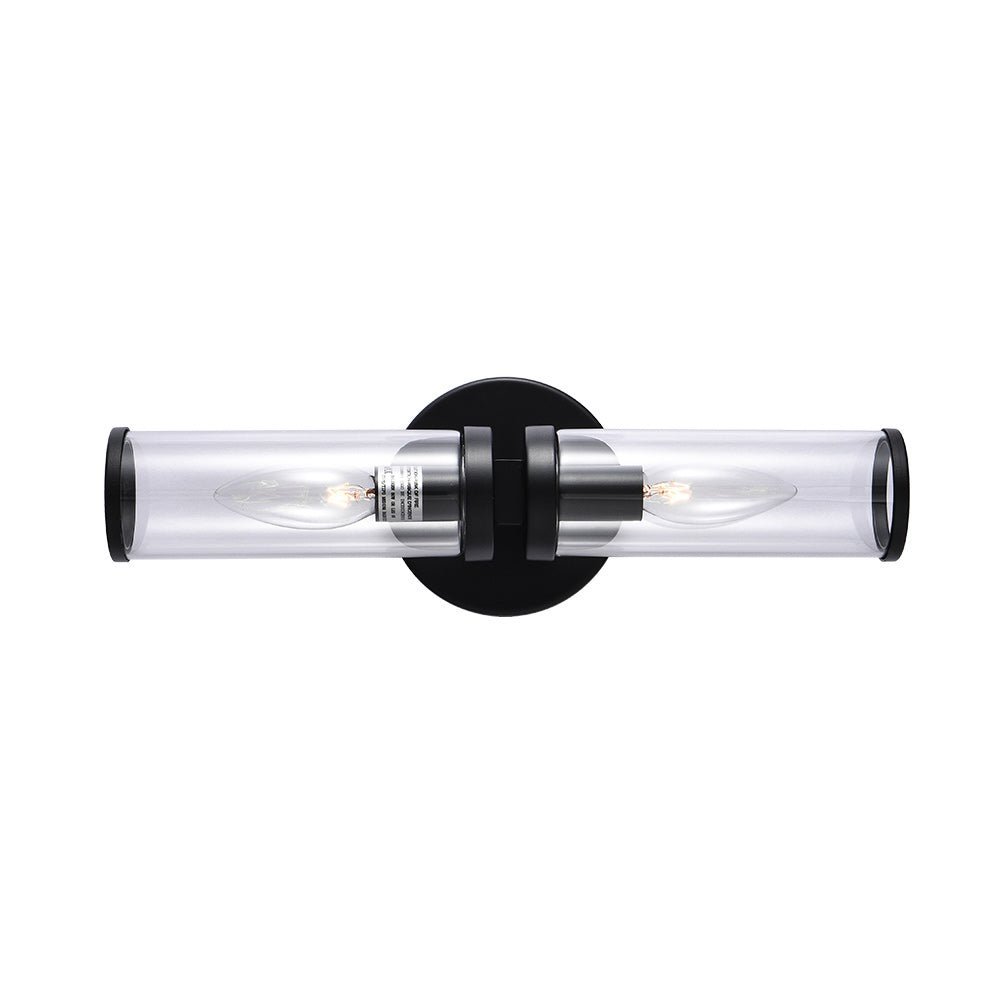 Modern 2-Light Double Glass Cylinder Wall Light