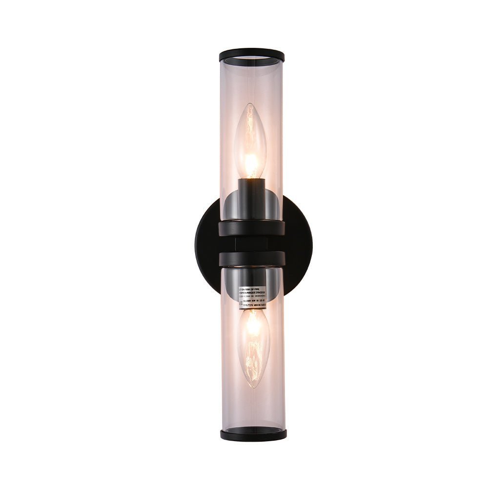 Modern 2-Light Double Glass Cylinder Wall Light