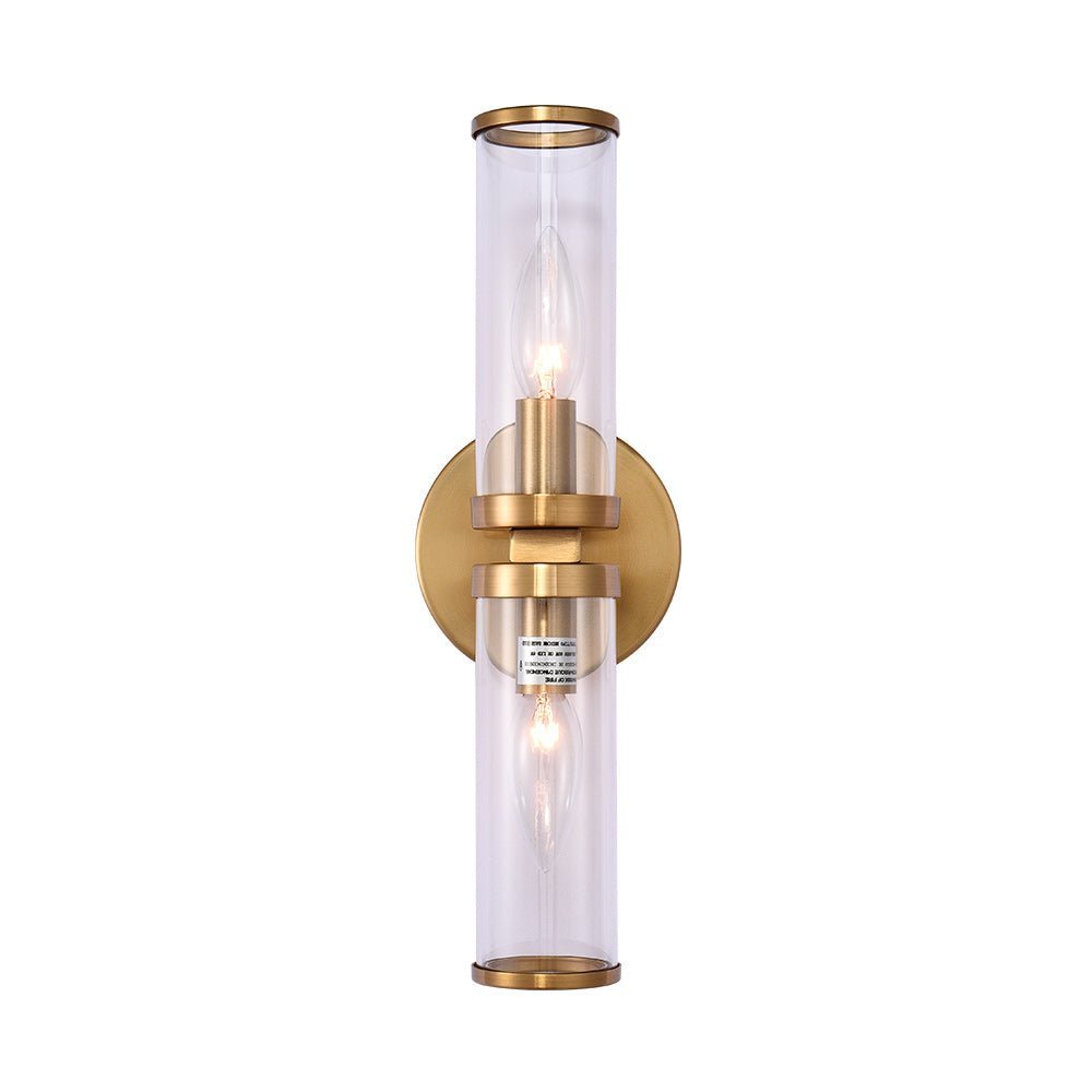 Modern 2-Light Double Glass Cylinder Wall Light