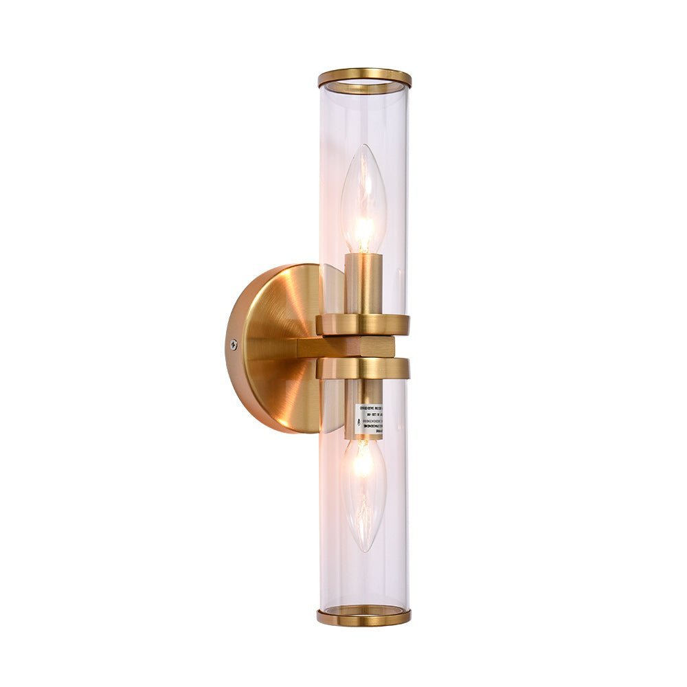 Modern 2-Light Double Glass Cylinder Wall Light