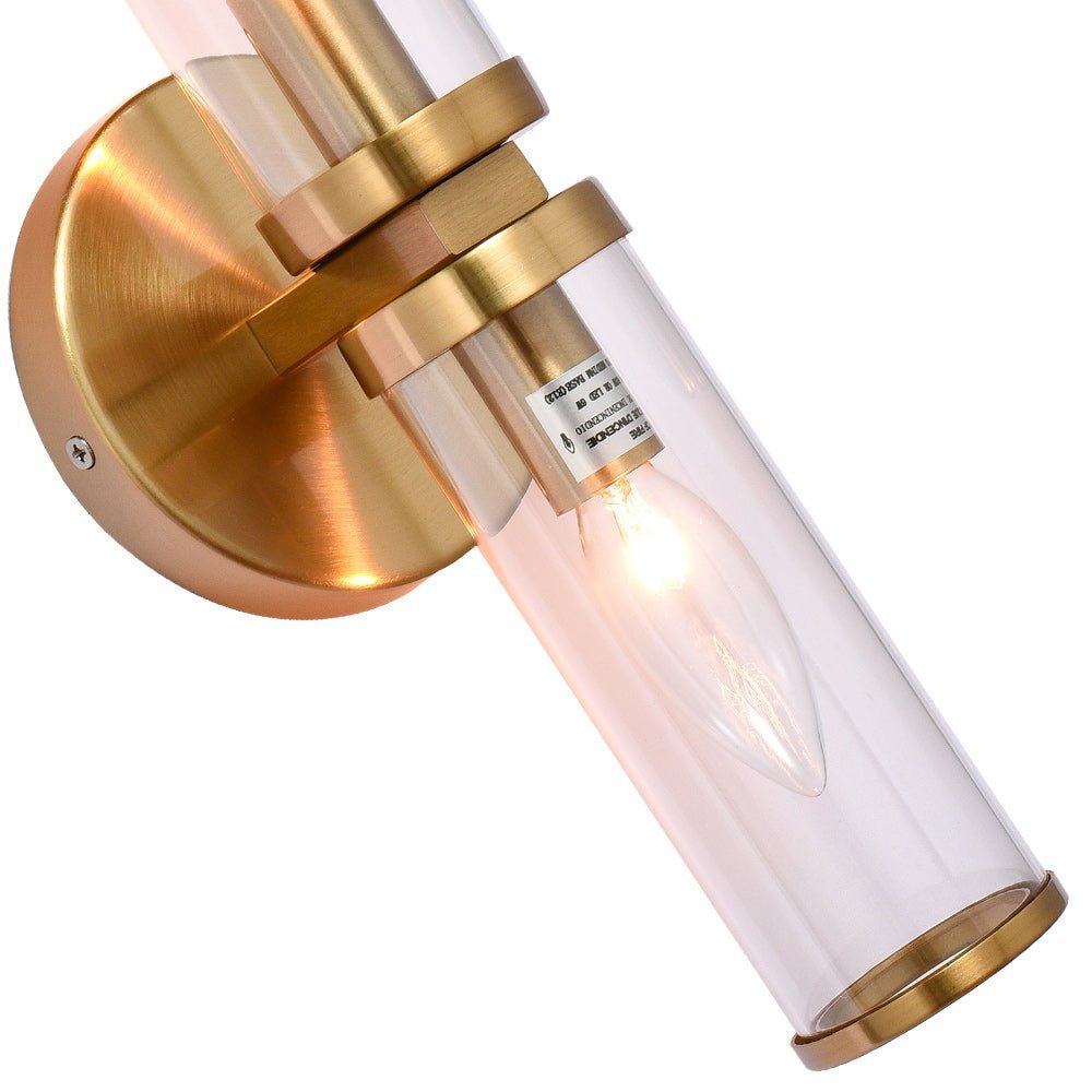 Modern 2-Light Double Glass Cylinder Wall Light