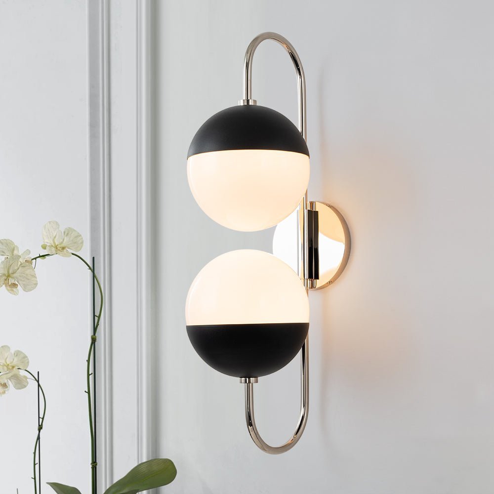 Modern 2-Light Double Goose Arm Globe Wall Sconce