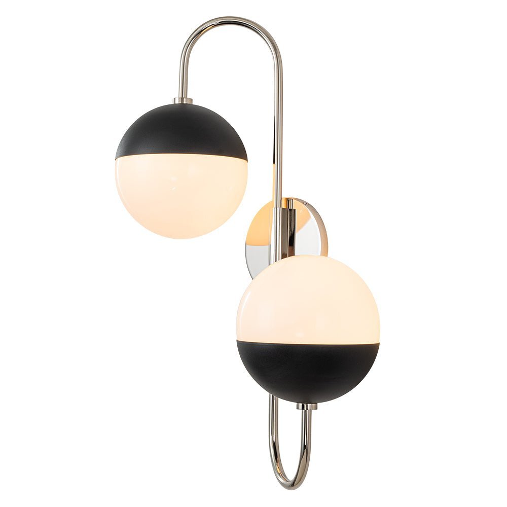 Modern 2-Light Double Goose Arm Globe Wall Sconce