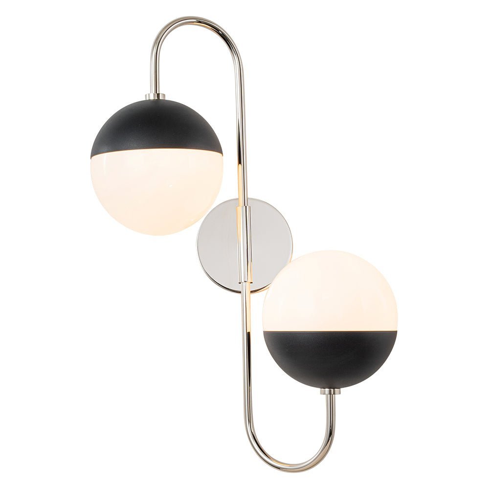 Modern 2-Light Double Goose Arm Globe Wall Sconce