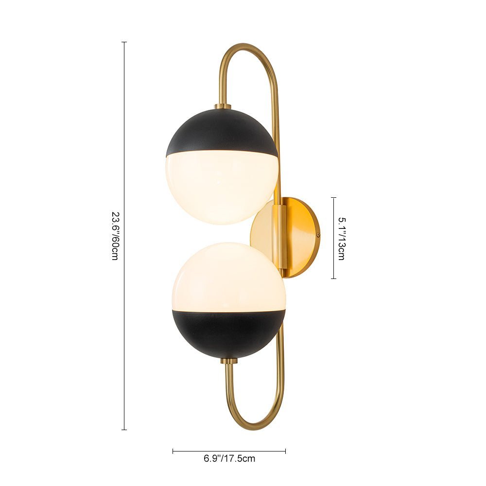 Modern 2-Light Double Goose Arm Globe Wall Sconce