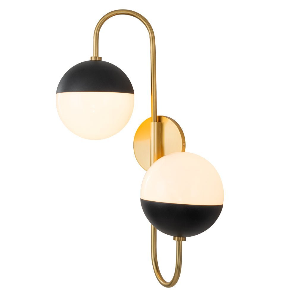 Modern 2-Light Double Goose Arm Globe Wall Sconce